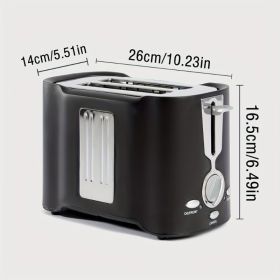 2 Slice Toaster, Quick & Even Results Every Time, Wide Slots Fit Any Size Bread Drop-Down Crumb Tray For Easy Clean Up, Stainless (Option: Black)